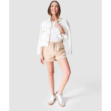 Imagem de Bermuda Feminina Moletom Cintura Alta Marisa Bege-91058, Bege, P