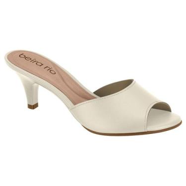 Imagem de Tamanco Mule Beira Rio Conforto Saltinho Fino Médio, Branco off, 38