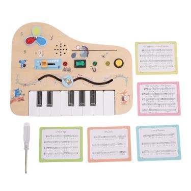 Imagem de OPPWONG Placa de Atividades Sensoriais de Madeira Com Interruptor de Luz LED Placa de Circuito de Piano Educacional para Bebês Bebês Praticam Movimentos de Virar, Deslizar