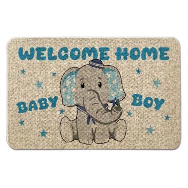 Imagem de QIONG MENG Welcome Home Tapete de porta para bebê menino, capachos de boas-vindas, decoração de casa de fazenda, tapete de entrada, chão de cozinha, tapete de porta da frente 43 x 68 cm para decoração