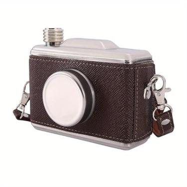 Imagem de Garrafa de quadril para câmera de 325 ml de aço inoxidável portátil Whiskey Rum para câmera de quadril cantil para álcool com funil