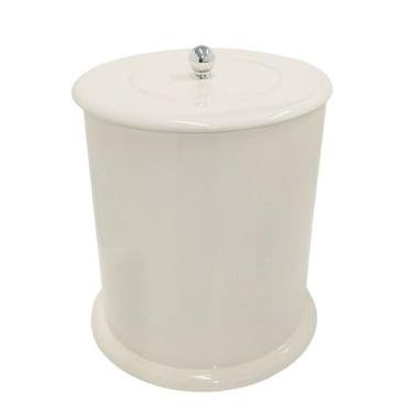 Imagem de Lixeira para Banheiro Mdf Redonda 6 Litros Biscuit - LOJAROCCA