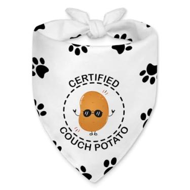 Imagem de Vgrti Bandana divertida certificada de batata de sofá, linda bandana de cachorro lanche preguiçoso, acessórios de cachecol de pata de vaca para festas de fim de ano, presentes de comida para animais