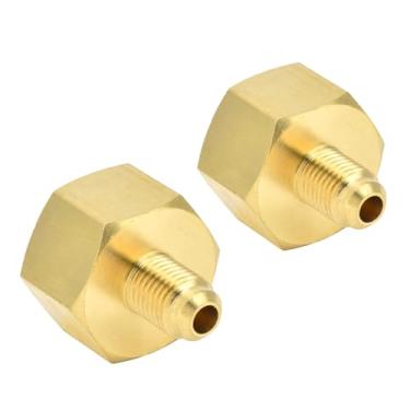 Imagem de SUNGOOYUE Adaptador de Carregamento de Refrigerante, 2 Peças de Latão AC, Acoplador de Conversão de Latão 1/4 SAE Macho para Rosca Fêmea de 21 Mm para Sistemas HVAC R32 R134a R407a R404a