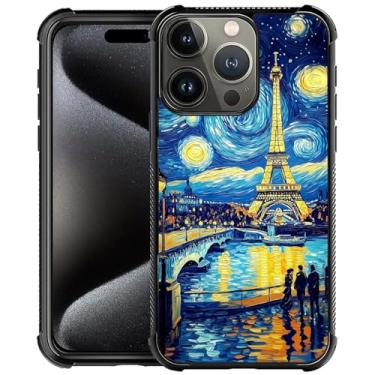 Imagem de CARLOCA Capa compatível com iPhone 16 Pro Max, para meninas fashion design gráfico à prova de choque anti-arranhões capa de proteção contra quedas para iPhone 16 Pro Max Starry Night Torre Eiffel