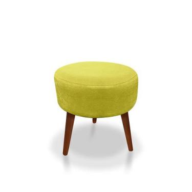 Imagem de Puff Redondo  Decorativo Panqueta De Apoiar Os Pés Suede Amarelo - Kib