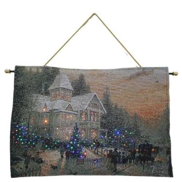 Imagem de Painel Natal Com Leds 65x45cm Tecido Gobelim Vila Natalina - Rio Maste