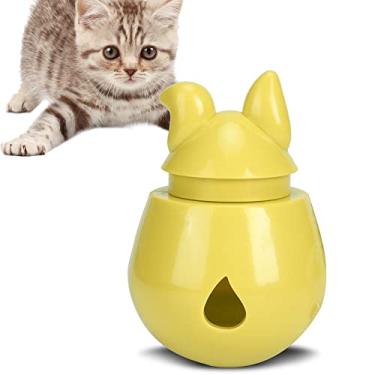 Imagem de Ainoli Pet Tumbler Alimentador Lento Brinquedos Seguros Alimentando Vazamento de Comida Quebra-cabeça Jogando para Gato Cachorro Pequeno (Amarela)