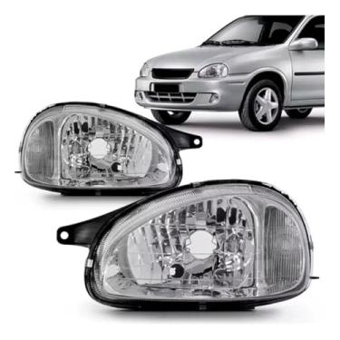 Imagem de Par de Faróis com Pisca Cristal para Corsa Pick-up, Wind, Sedan, Classic e Wagon 1994 a 2003