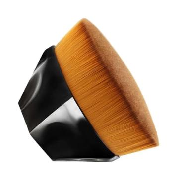 Imagem de Conjunto de pincéis de maquiagem acessível: pincel de base de cabeça plana, pincel de blush líquido hexagonal e pincel de topo plano com cerdas largas duráveis