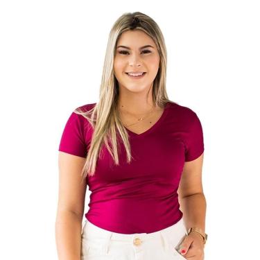 Imagem de Blusa Feminina Básica Lisa Decote V Manga Curta Anticorpus-Feminino