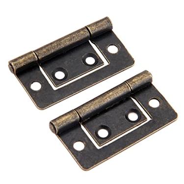Imagem de 2 peças de joias vintage caixa de madeira dobradiças decorativas 38 x 20 mm móveis armário gaveta porta dobradiça com parafusos dobradiças bronze antigo