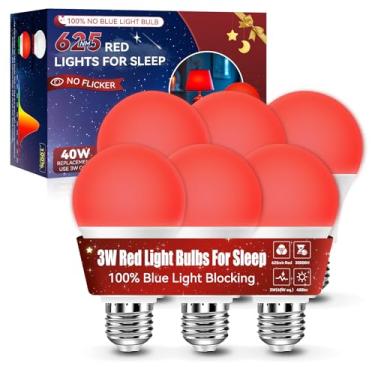 Imagem de Neporal Lâmpadas vermelhas de 625 nm para dormir 3W, 100% lâmpadas de bloqueio de luz azul para promoção de melatonina, lâmpada noturna de LED A19 equivalente a 40 W para berçário de bebê, dormir, ler