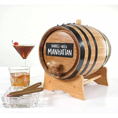Imagem de THOUSAND OAKS BARREL Co. – Barril de carvalho branco americano de 5 litros com suporte, Bung e torneira (em branco, não personalizado) para o Home Brewer, Destilador, Máquina de Vinhos e Bartender Envelhecimento de Coquetéis