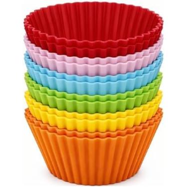 Imagem de Kit 12 Formas de Silicone para Cupcake, Muffin, Bolinho, Assadeira, Air Fryer, Cores Variadas, Resistente a Temperatura, Forminhas, Livre de BPA – Qualidade Premium