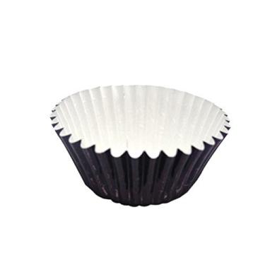 Imagem de Forros para cupcake de alumínio de 11,3 g, 200 revestimentos metálicos resistentes a graxa - para assar muffins e doces, descartáveis, forros de cupcake de papel preto, decorativos, 1,2 x 0,8 cm