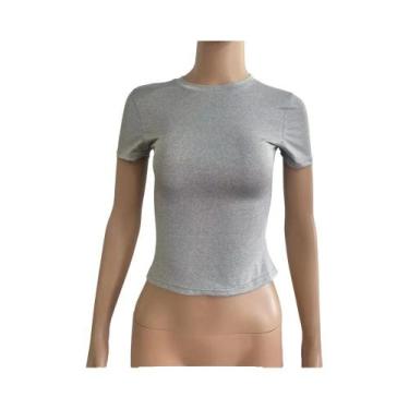 Imagem de Camiseta Casual Feminina Slim Fit De Cor Sólida Com Manga Curta, Tendê