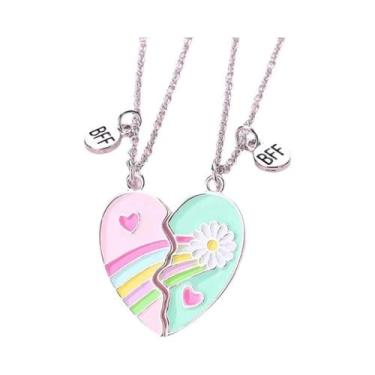 Imagem de Colares De Amizade BFF Com Coração Magnético E Flor Arco-Íris Para Men