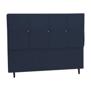 Imagem de Cabeceira Estofada Box Casal Queen Size Encosto Para Cama Civic 164x126 Cm Azul Marinho