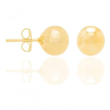 Imagem de Brinco Rommanel Folheado Ouro Bola Grande 8mm Lisa Dourado