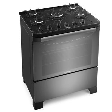 Imagem de Fogão 5 Bocas a Gás Itatiaia Itamaster com Mesa de Vidro e Queimador Tripla Chama Preto/Reflecta Bivolt