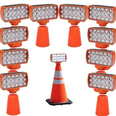 Imagem de Sinalizador Viario Solar Kit 10 Duas Cores Cone Alerta Noturna Obra Rodovia Seguranca Estrada Avenida Transito