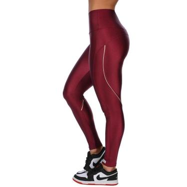 Imagem de Calça Legging Fitness Cós Alto Cirrê Com Recorte e Friso Summer Soul-Feminino
