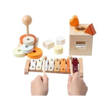 Imagem de Conjunto de instrumentos musicais Xilofone Orff para crianças com gira