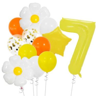 Imagem de Conjunto de balões Daisy Foil, 12 unidades com número 7 para aniversár