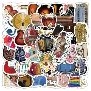 Imagem de Pacote de adesivos: coleção de 100 peças com tema de guitarra para gui