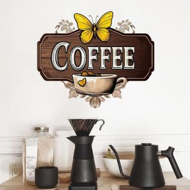 Imagem de Adesivo de parede para xícara de café, decalque removível em PVC 30x40