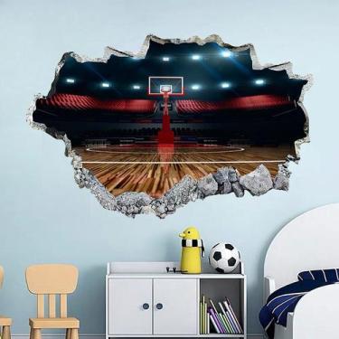 Imagem de Adesivos de parede 3D Basketball Court Sports Arena 40x60cm PVC - yiwe