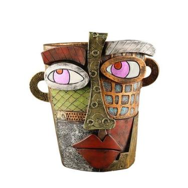 Imagem de Resina de vaso de flores Abstrata Estilo Picasso Geométrica Colorida -