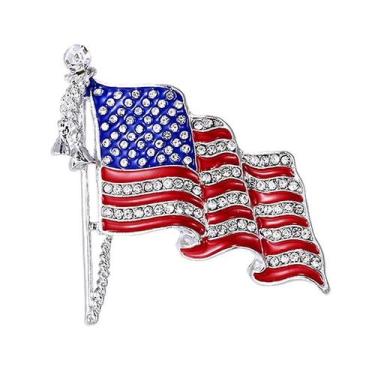 Imagem de Broche de bandeira americana, broche de strass, xale, alfine - Gloome 