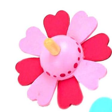 Imagem de Brinquedo tradicional Spinning Top Flower Wood para crianças de 8 cm r