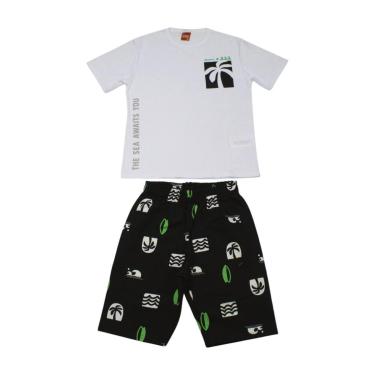 Imagem de Conjunto Infantil Camiseta Estampa Coqueiro e Bermuda Moletinho 1001372 - Kyly-Masculino