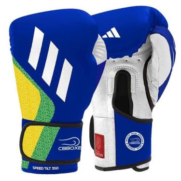 Imagem de Luva de Boxe Vegana adidas TILT 350 Cactus CBBOXE Brasil, Azul, Branco