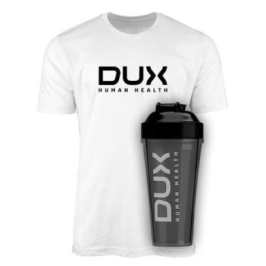 Imagem de Kit Camiseta Dux Coqueteleira 800ml Nutrition Dry Fit Camisa Cor:Branc