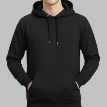 Imagem de Moletom Blusa Frio Unissex Gola Redonda Canguru Lisa Básica Baggy - Ma