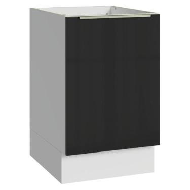 Imagem de Balcão de Cozinha 50 cm 1 Porta (Sem Tampo) Lux Madesa, Branco/Preto