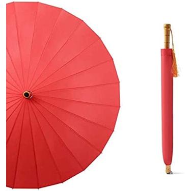 Imagem de Guarda-chuvas À Prova De Vento Grande Guarda-chuva De Chuva, 24 Costelas De Fibra De Vidro À Prova De Vento, Alça De Madeira Retrô Guarda-chuva Longo E Reto, Guarda-sol Requintado Confortável Para