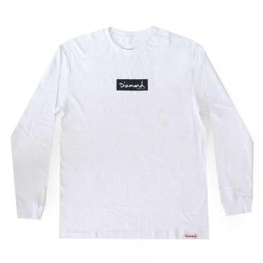 Imagem de Camiseta Manga Longa Diamond OG Script Mini Box Logo - Branco-Masculino