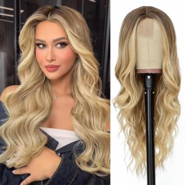 Imagem de Peruca NAYOO Long Blonde 66 cm para mulheres sintética resistente ao c