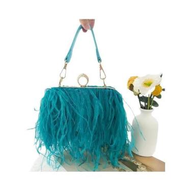 Imagem de Bolsa De Mão De Luxo Para Mulheres Com Penas De Avestruz, Clutch Para 