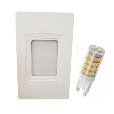 Imagem de Balizador Luminária 4x2 P/ Parede Muro + Lâmpada G9 Halopin Branco 300