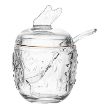 Imagem de Açucareiro Com Colher New Butterfly Fio De Ouro 250ml Cristal Ecologic
