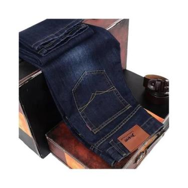 Imagem de Calças Jeans Slim Stretch Masculinas 2025 Moda Casual De Negócios Pret