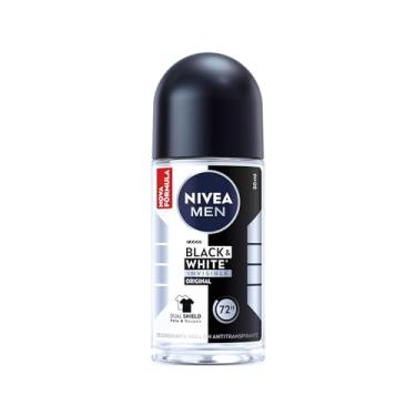 Imagem de NIVEA MEN Desodorante Antitranspirante Roll On Invisible Black & White 50ml - Proteção prolongada de 48h, cuidado suave, ação antibacteriana, fórmula 5 em 1: anti-manchas, anti-odor