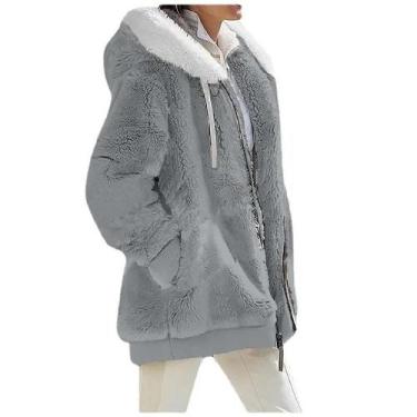 Imagem de Jaqueta Feminina De Cashmere Com Capuz, Moda Casual De Outono E Invern