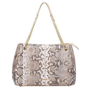 Imagem de Bolsa de Ombro Feminina Jorge Bischoff Florença Couro Cobra Python, Be